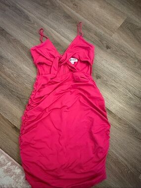 superdown Hot Pink Ruched Spaghetti Strap Mini Dress